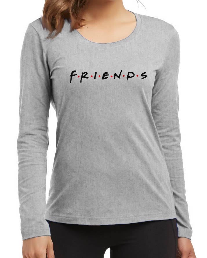 Friends New Fashion Grey Excellent Quality High Graphic Full Sleeve T-Shirt - Front View - AceCart