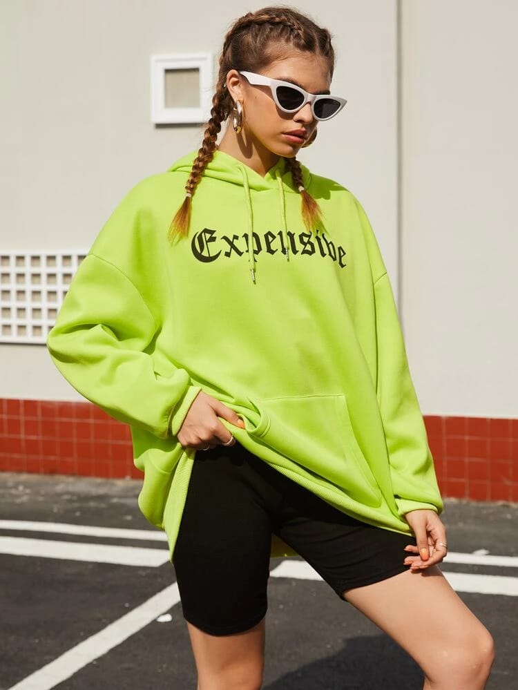 Expensive Printed Fleece Full Sleeves Pull Over Hoodie For Women