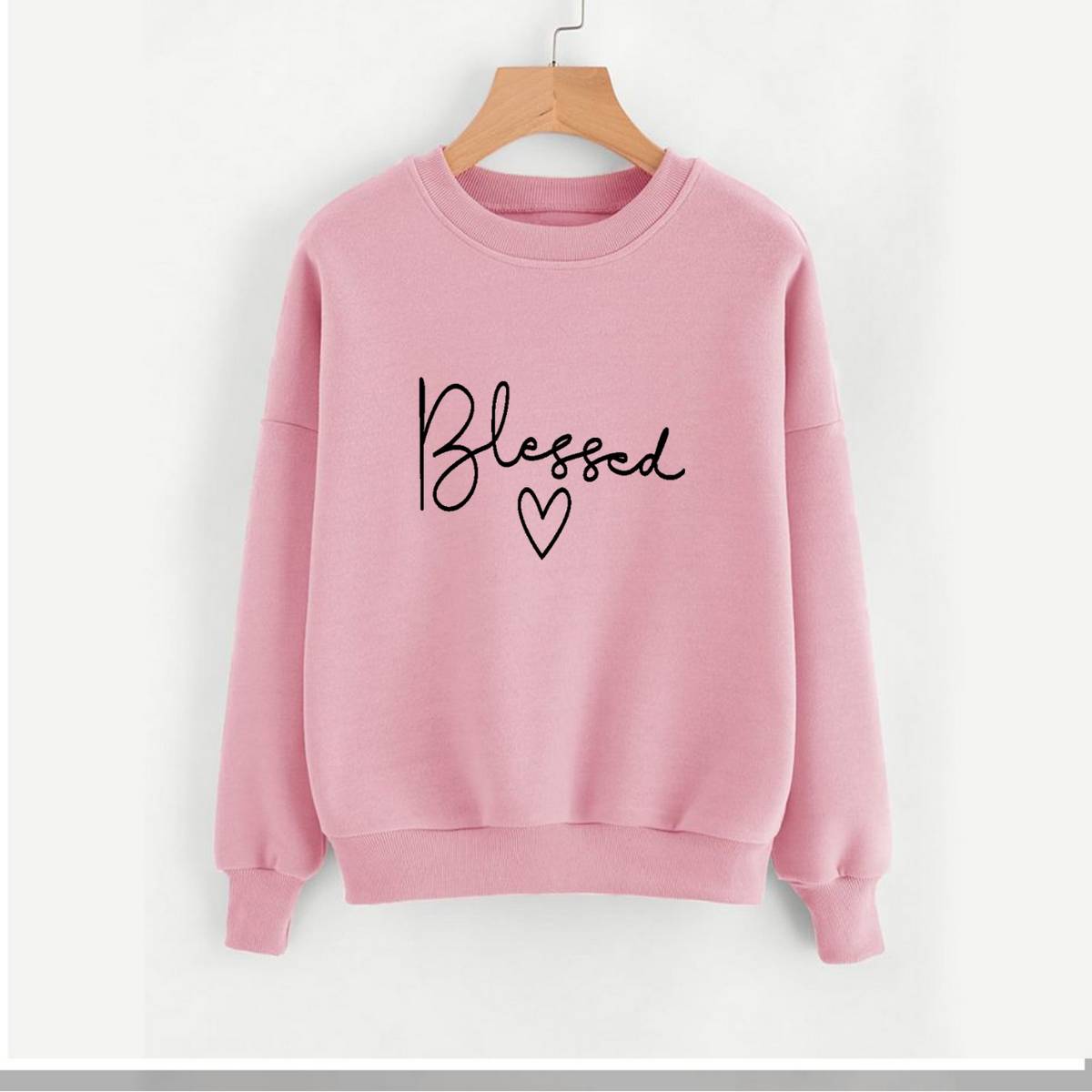 Blessed Fleece Full Sleeves Pull Over Sweatshirt For Women