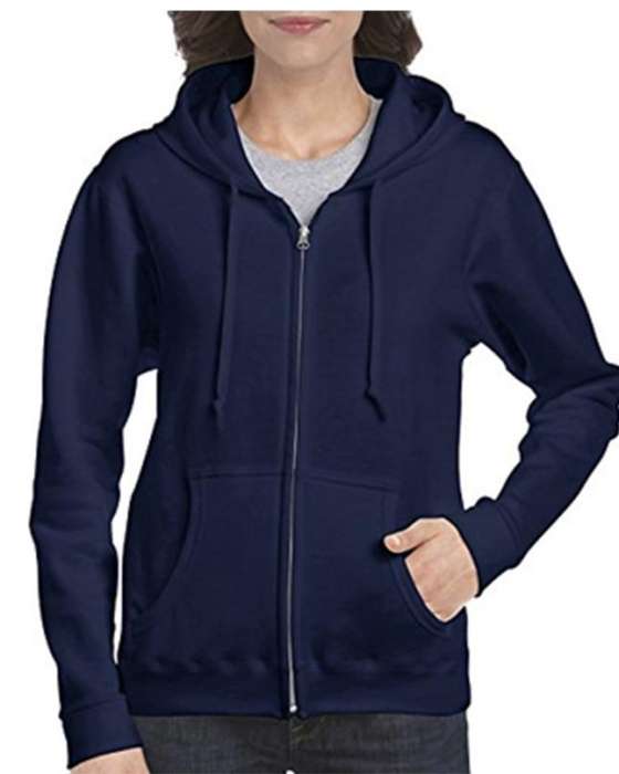 Navy Blue Zipper Hoodie For Women - AceCart Warm Hooded Sweatshirt in Navy Blue