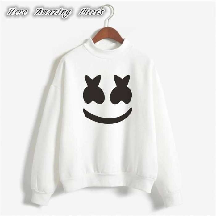 Marshmellow Printed Fleece winter sweatshrit for womens - AceCart Warm Hooded Sweatshirt in White