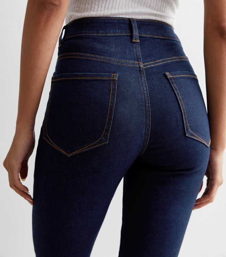 Blue Mid Rise Skinny Jeans - Back View - AceCart