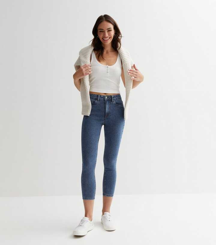 Blue Mid Rise Skinny Jeans