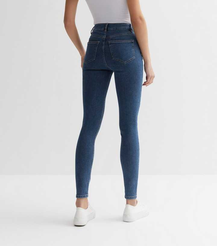 Blue Mid Rise Skinny Jeans