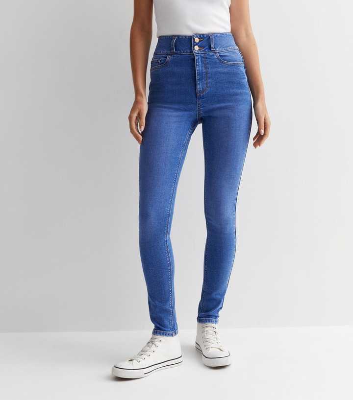 Bright Blue Lift & Shape High Waist Skinny Jeans