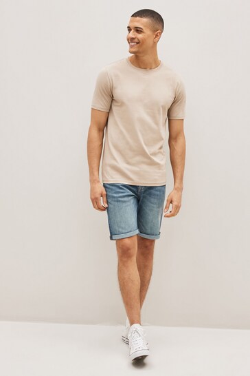 Stretch Denim Shorts For Mens Light Blue