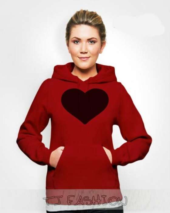 Red heart for womens both - AceCart Warm Hooded Sweatshirt in Red