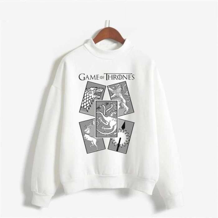 Game Of Thrones Full Fleece Design Sweat Shirt Excellent Quality - AceCart Warm Hooded Sweatshirt in White