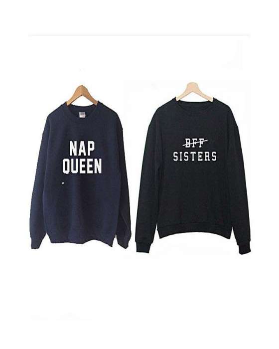 Pack Of 2 Nap Bff Printed Sweat Shirt For womens - AceCart Warm Hooded Sweatshirt in Black