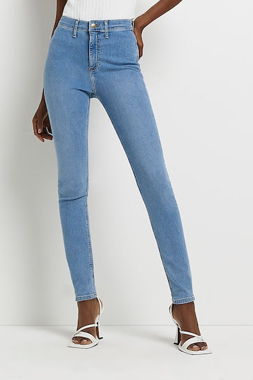 River Island Light Blue High Rise Jeggings - Stylish Women's Jeggings - Available In Light Blue