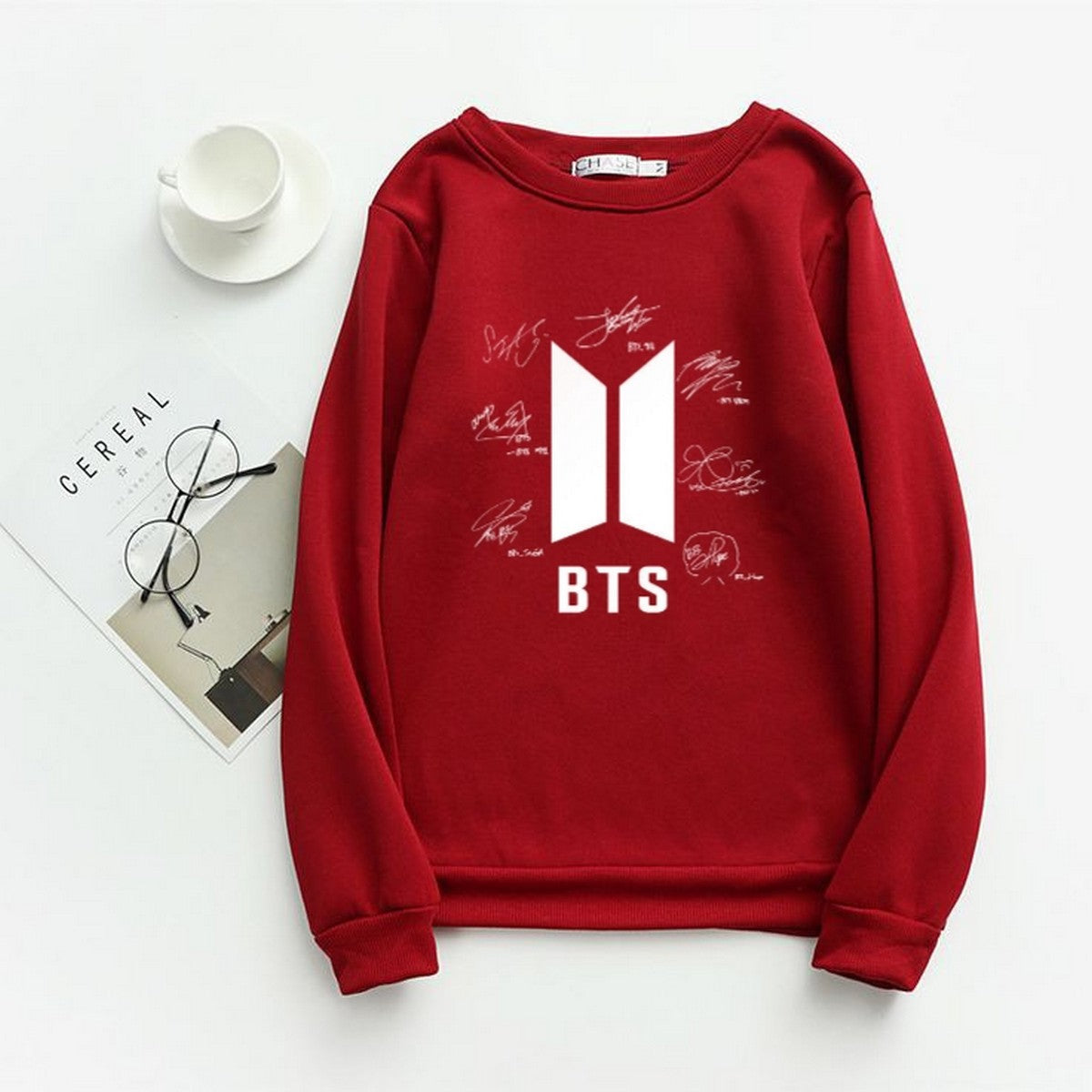 Maroon BTS  Printed  Sweatshirts for Men and Boys