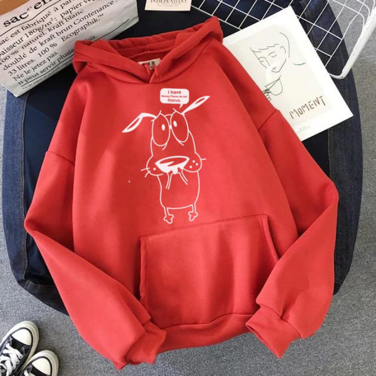 Courage The Cowardly Dog Fleece Full Sleeves Pull Over Hoodie For Women