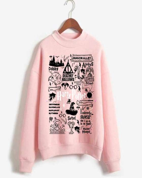 Harry Potter Printed Sweat Shirt For womens 39 - AceCart Warm Hooded Sweatshirt in Pink