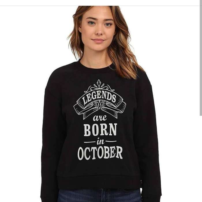 Legends Are Born In October Sweatshirt - AceCart Warm Hooded Sweatshirt in Black