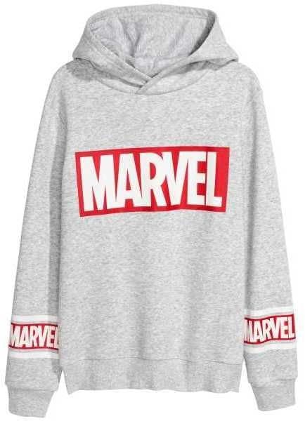 Marvel Grey Fleece Full Sleeves Pull Over Hoodie For Men