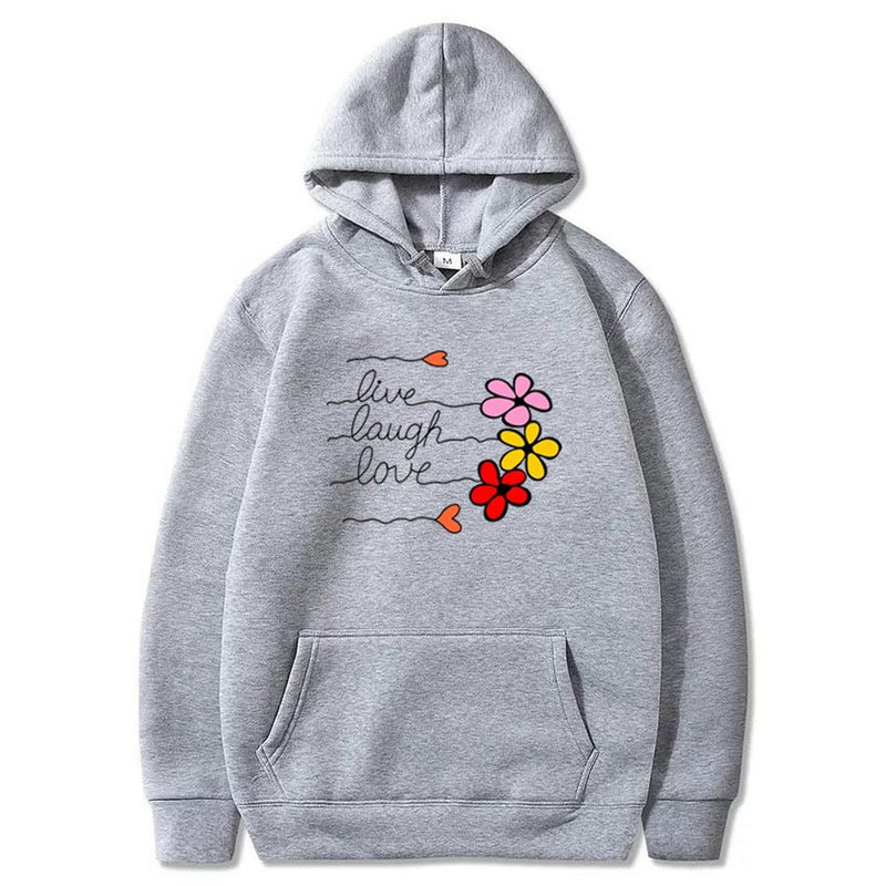 LIve Laugh Love Printed Fleece Full Sleeves Pull Over Hoodie For Women