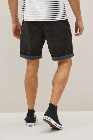 Stretch Denim Shorts For Mens Black