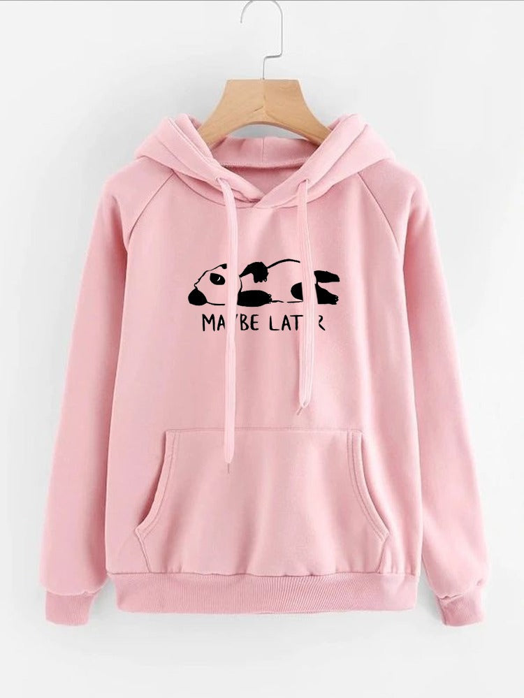 Maybe Later Printed Fleece Full Sleeves Pull Over Hoodie For Women