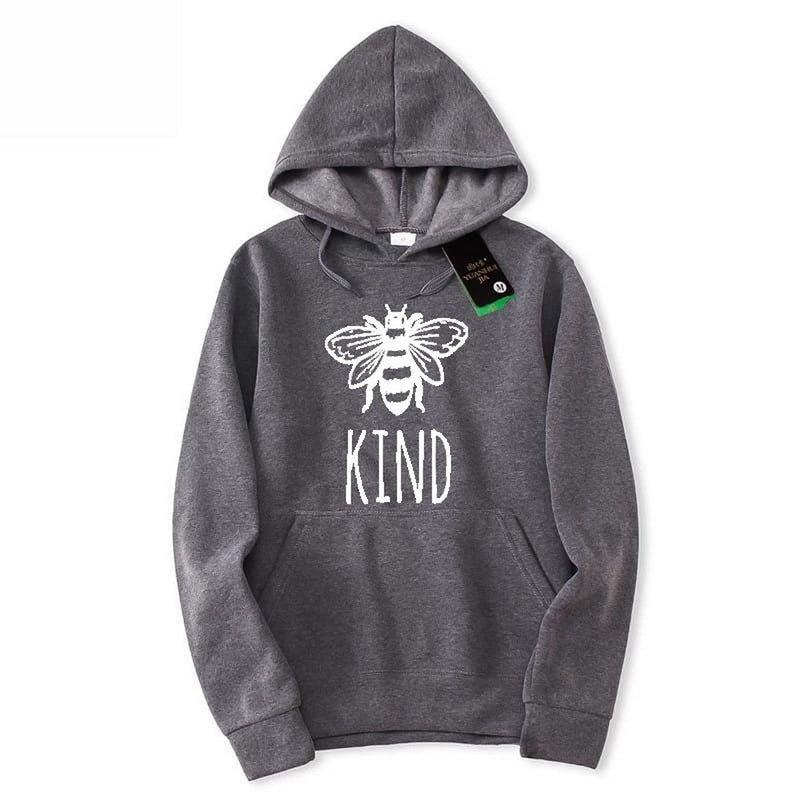 Bee Kind Printed Fleece Full Sleeves Pull Over Hoodie For Women And Men