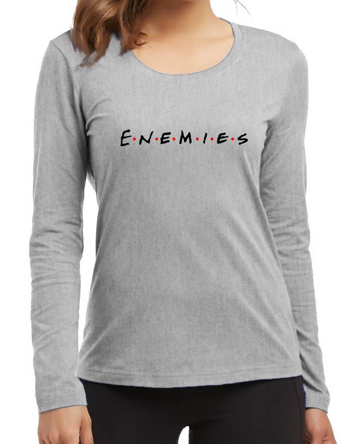 Enemies New Fashion Grey Round Neck High Graphic Full Sleeve T-shirt - Front View - AceCart