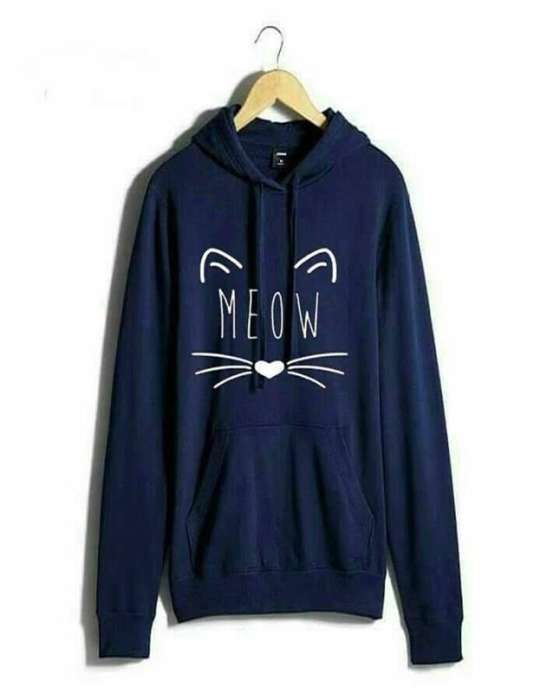 blue meow export quality hoodie for women - AceCart Warm Hooded Sweatshirt in Blue