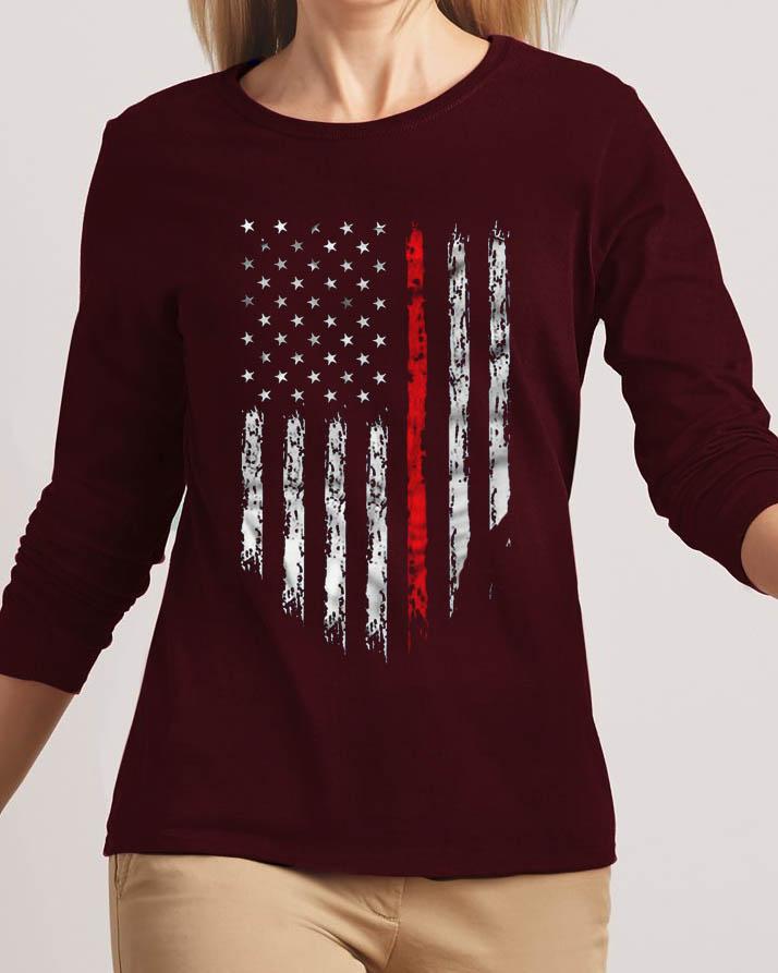 American Flag New Fashion Maroon High Graphic Excellent Quality T-shirt - Front View - AceCart