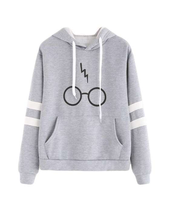 Grey Harry Potter Printed Hoodie For Women High Quality - AceCart Warm Hooded Sweatshirt in Grey