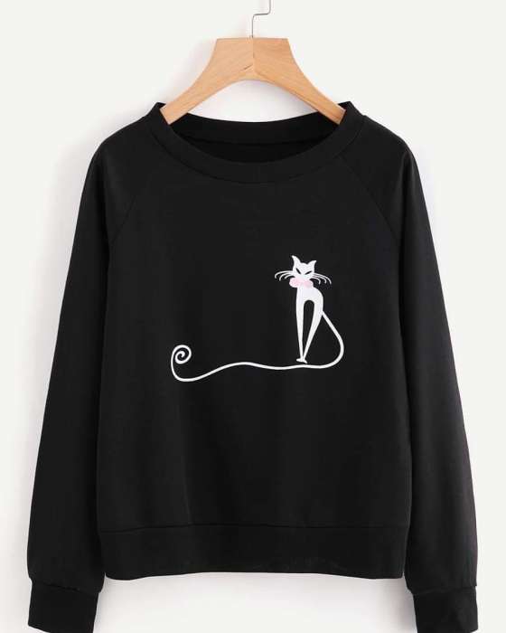 Sweatshirt Cat - AceCart Warm Hooded Sweatshirt in Black