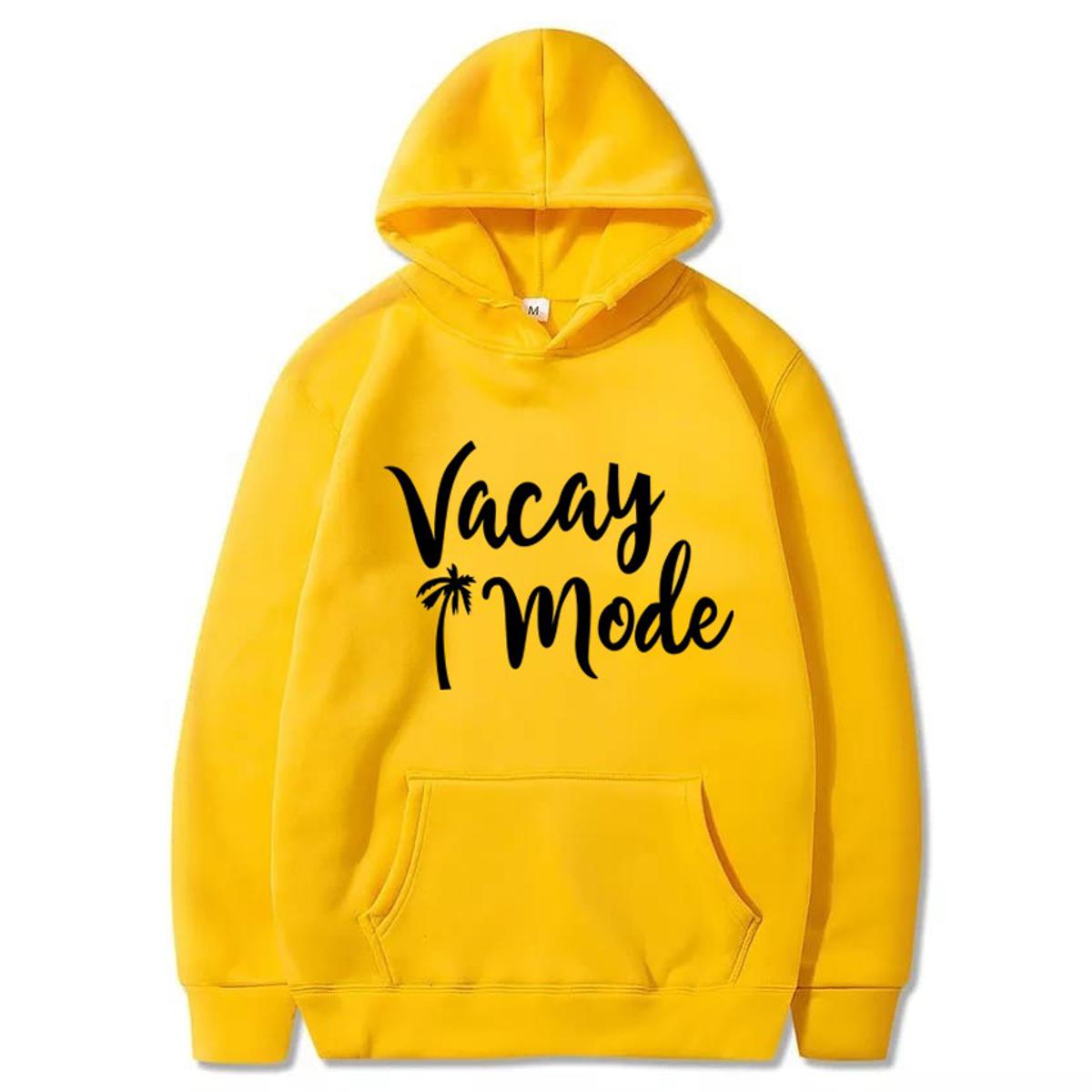 Vacation Mode Fleece Full Sleeves Pull Over Hoodie For Women