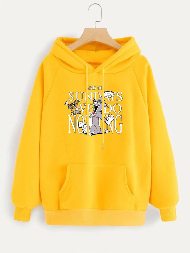 Tom And Jerry Printed Fleece Full Sleeves Pull Over Hoodie For Women