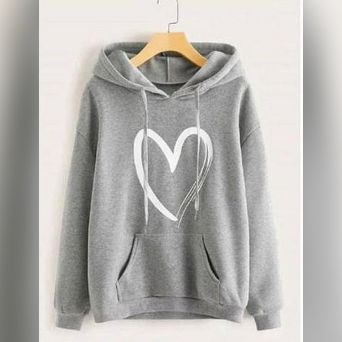 Maroon Heart Printed Fleece Full Sleeves Pull Over Hoodie For Women