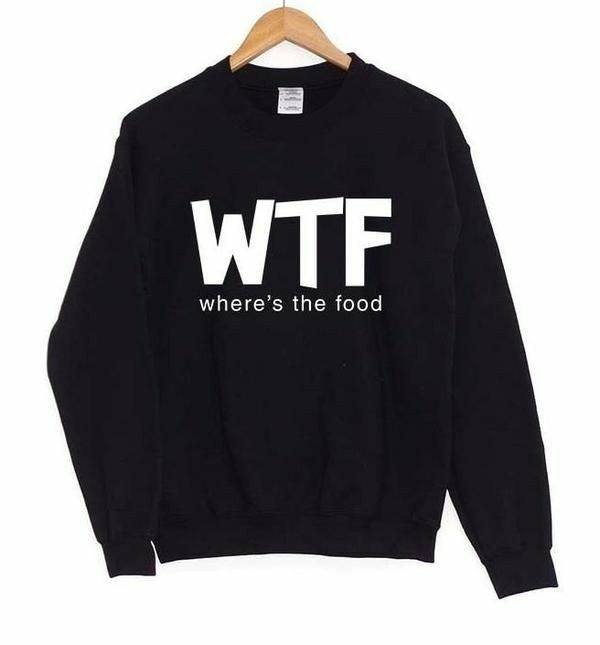 Black Where The Food Fleece Full Sleeves Pull Over Sweatshirt