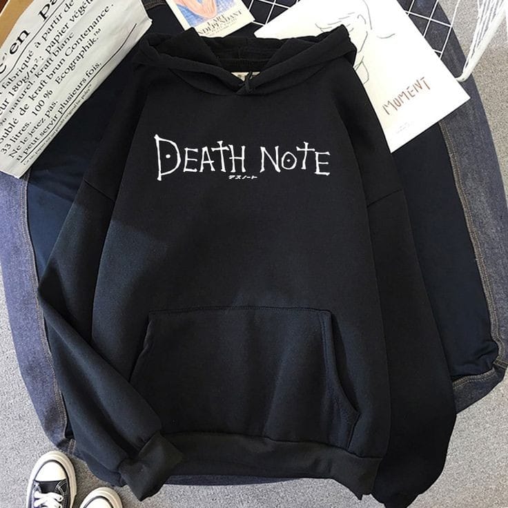 Death Note Fleece Full Sleeves Pull Over Hoodie For Women - Black