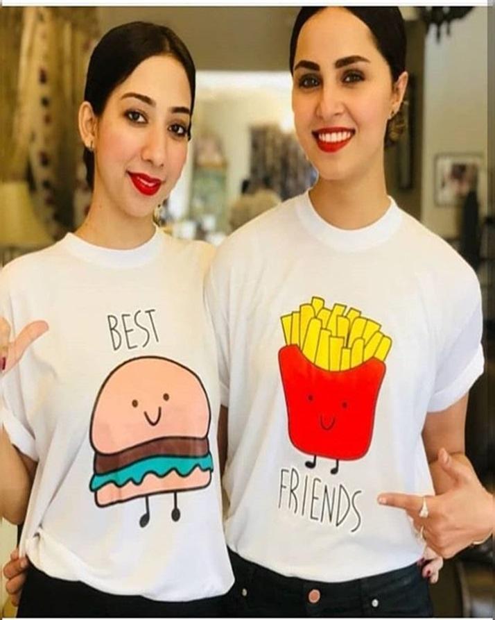 Pack Of 2 - Best Friends Cotton Printed T-Shirts For - Front View - AceCart