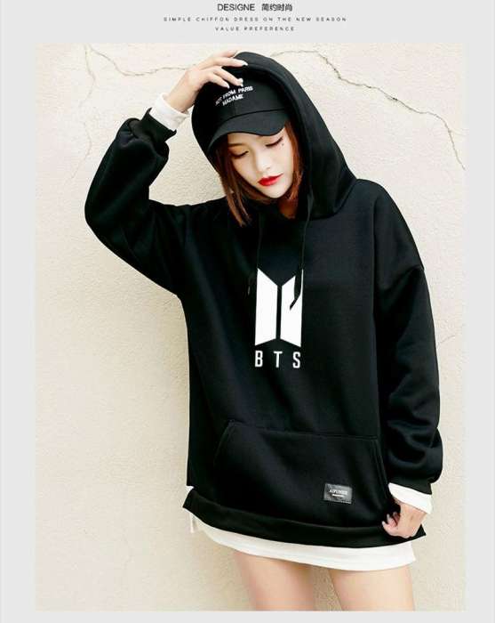 Penti BTS Hoodie Bangtan Spring Hooded Sweatshirt Hip Hop Patchwork Hoodies With Pocket 451 - AceCart Warm Hooded Sweatshirt in Black