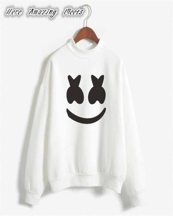 Smile Printed Sweat Shirt For womens - AceCart Warm Hooded Sweatshirt in White