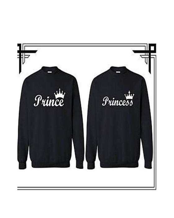 Pack Of 2 Prince Princess Sweat Shirt For Both - AceCart Warm Hooded Sweatshirt in Black