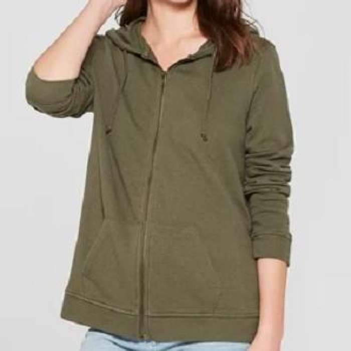 Womens Zip Up Hoodie Thread - AceCart Warm Hooded Sweatshirt in Olive