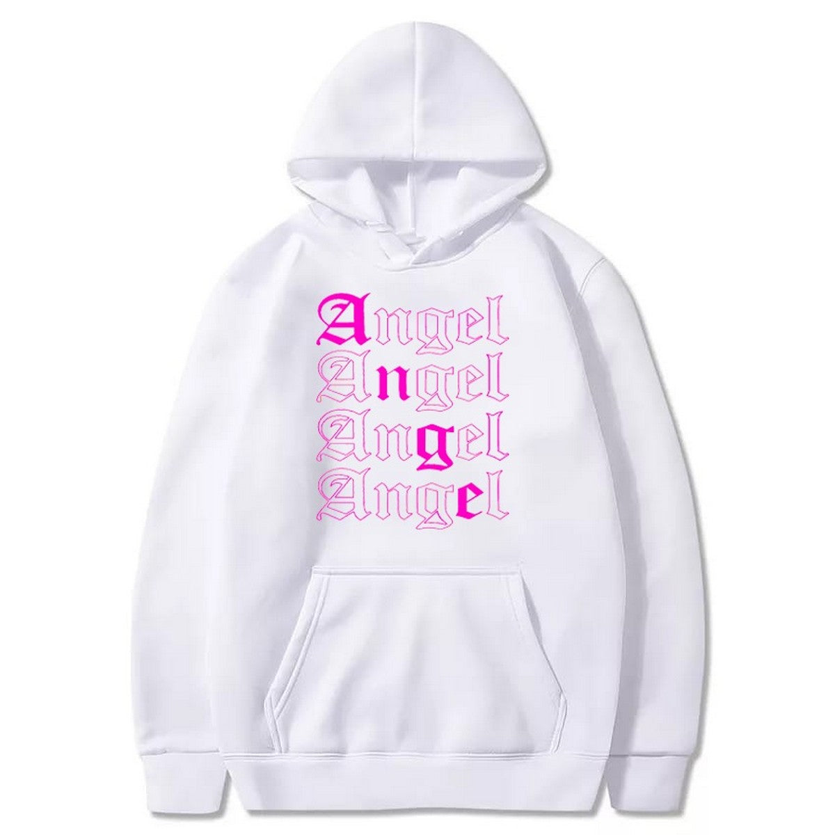 Angel Printed Fleece Full Sleeves Pull Over Hoodie For Men And Women