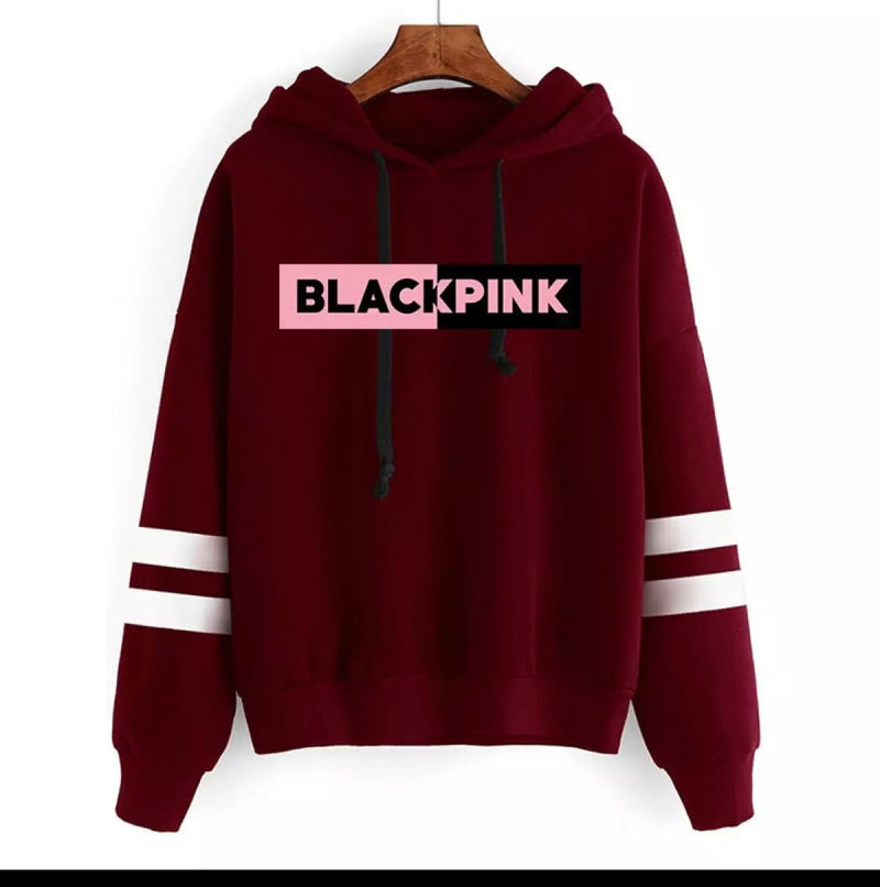 Blackpink Printed Fleece Full Sleeves Pull Over Hoodie For Women