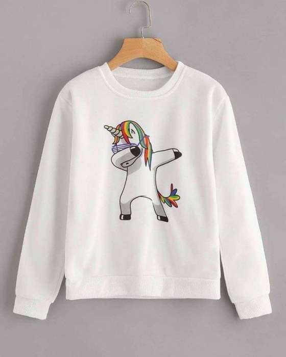 White Funky Unicorn Print Sweat Shirt For womens - AceCart Warm Hooded Sweatshirt in White