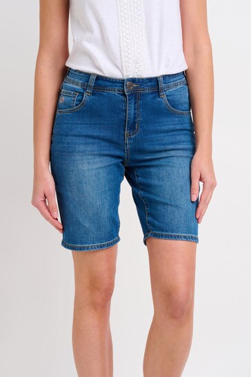 Stretch Denim Longline Shorts For Women