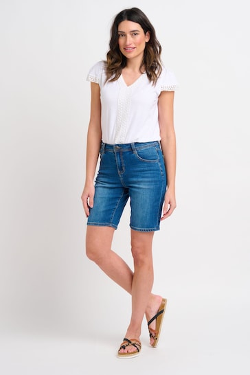 Stretch Denim Longline Shorts For Women