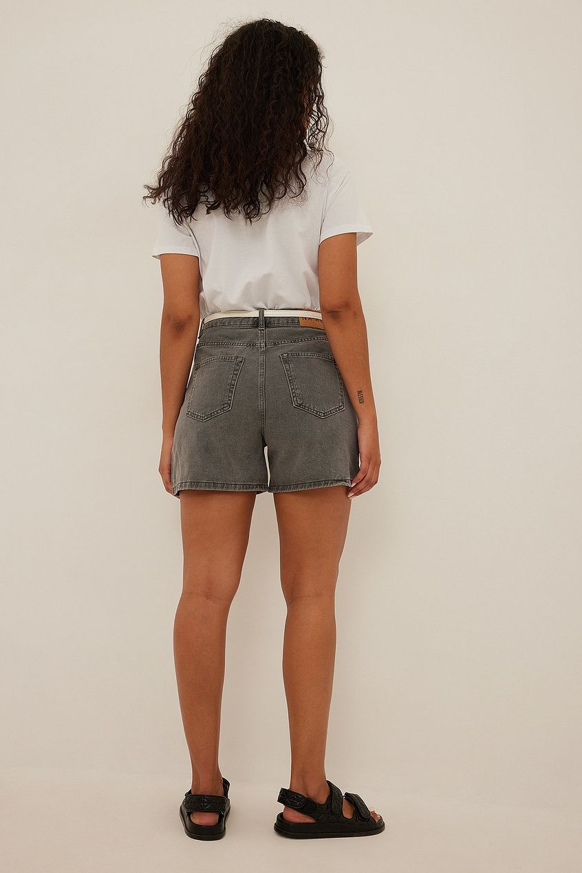 Cargo Denim Shorts Grey - Side View - AceCart