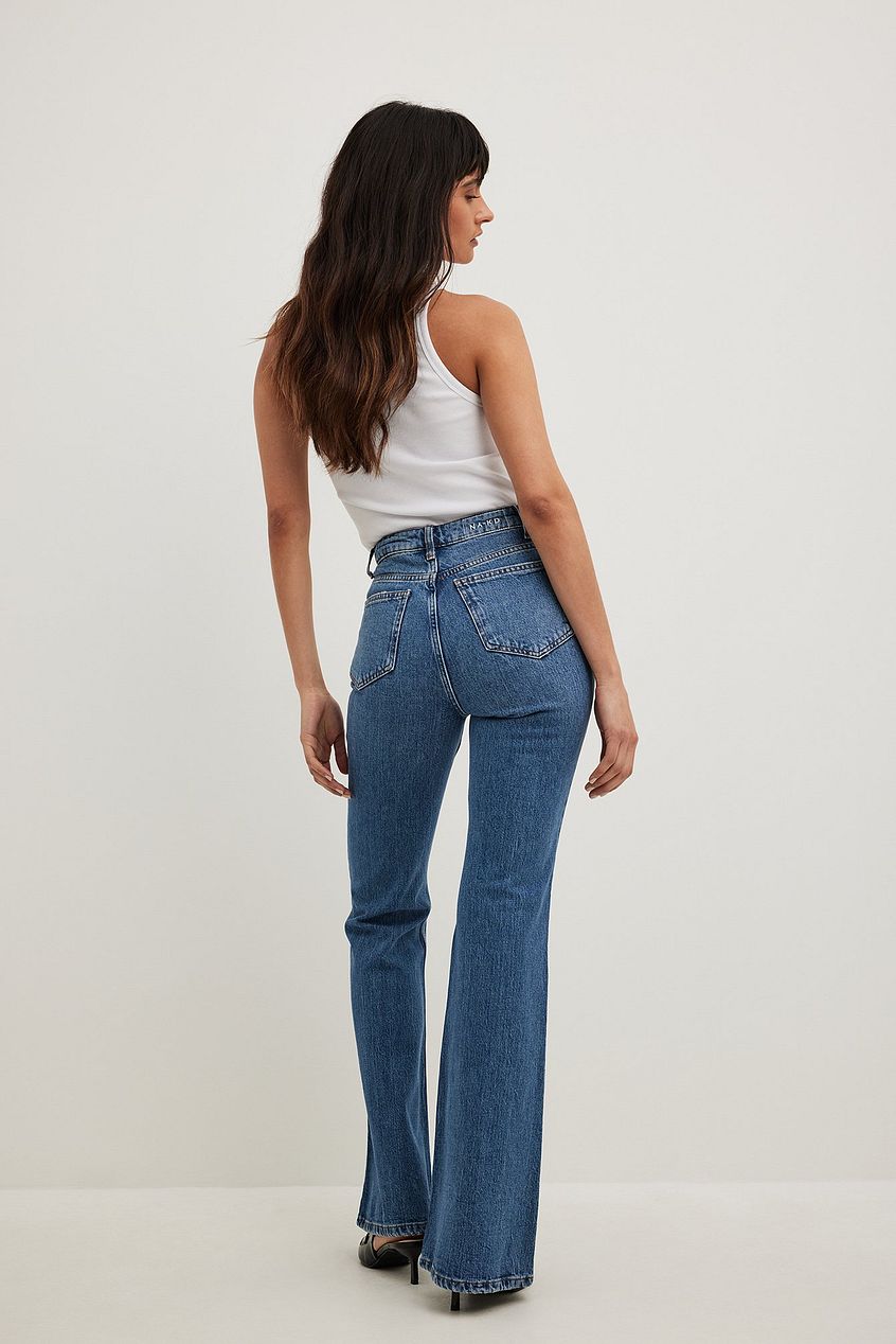 Flared High Waist Jeans For Womens