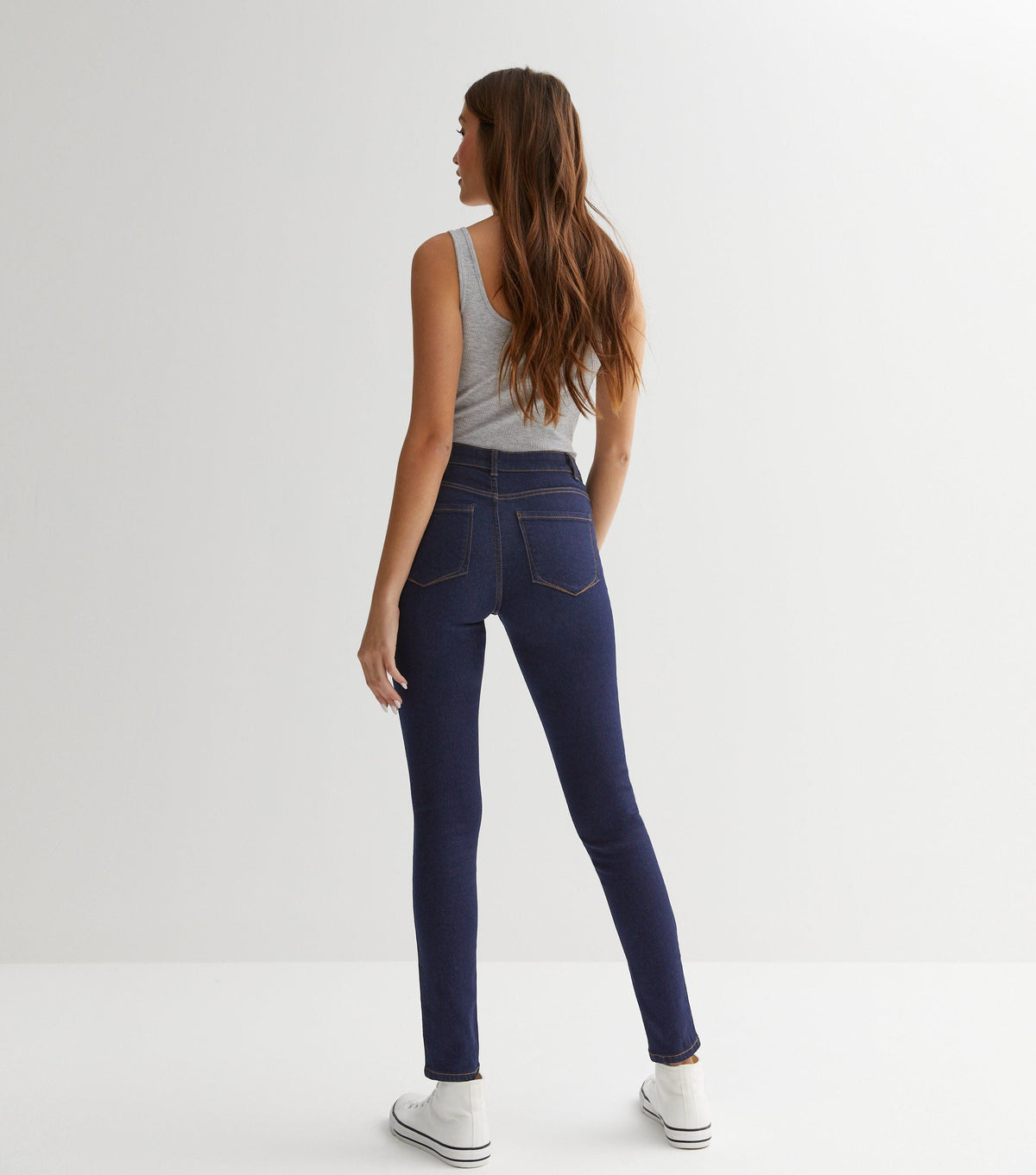 Navy Mid Rise Skinny Jeans