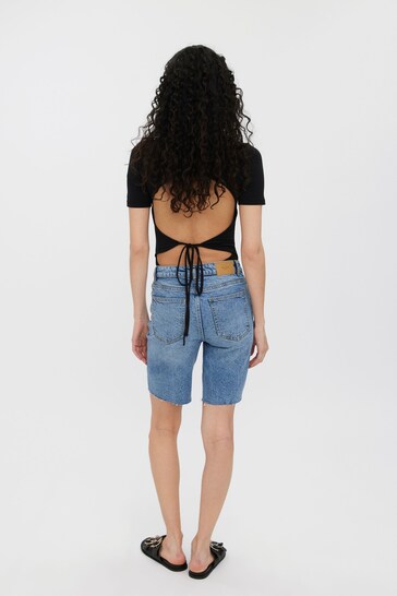 MODA Longline Denim Shorts For Women