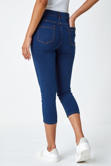 Roman Cropped Denim Jegging - Stylish Women's Jeggings - Available In Dark Blue