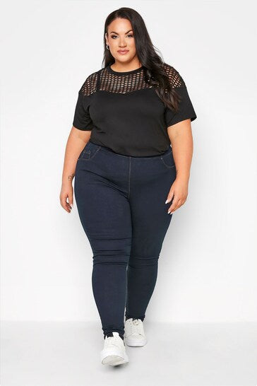 Yours Curve Pull On Jenny Jeggings - Stylish Women's Jeggings - Available In Navy Blue